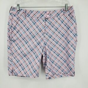 Callaway Opti-Dri Pink Blue Pink Plaid Golf Shorts Performance Activewear Preppy